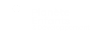 Nouveau logo blanc Planète Enfants & Développement